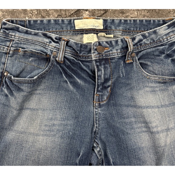 Maurices Womens Molli Flare Medium Wash Low Rise Embroidered Jeans 7/8 Long - Picture 6 of 11